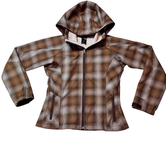 The North Face Jackets & Blazers - The North Face Womens Apex ClimateBlock Plaid Hooded Jacket Brown Tan Softshell